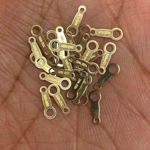 10 x tag connectors for Permanent Jewelry - 14k gold filled or 925 sterling silver tag connectors flat long tags with markings