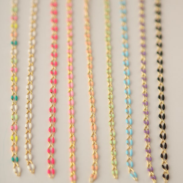 Starter kit- Enamel Jewelry Chain, unfisnished chain. Enamel chain by the foot, enamel chain multicolor, Enamel Chain,