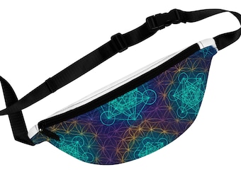 Pochete Festival Geometria Sagrada, Bolsa de Cintura Psicodélica Flor da Vida, Pochete Cósmica Boho...