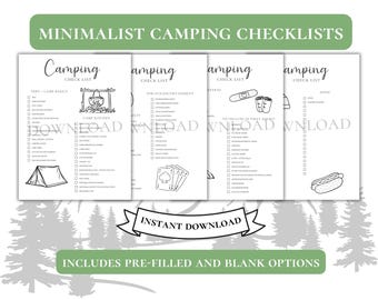 Camping Checklists | Minimalist Camping Checklist | Camping Planner | Packing List for Camp | Camping Trip Checklist