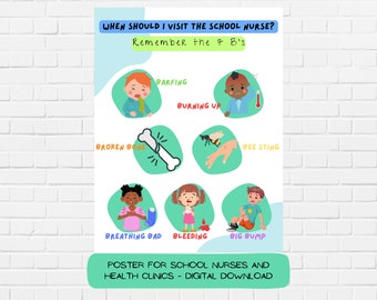 School Nurse Poster, When to Visit the School Nurse Poster, School Nurse Clinic Poster