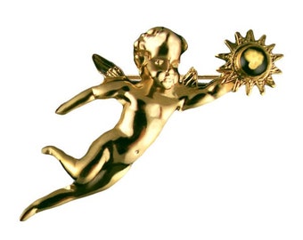 Krippensteine Schutzengel Brosche - Gold