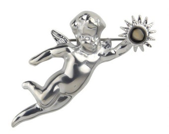 Krippensteine Schutzengel Brosche - Silber