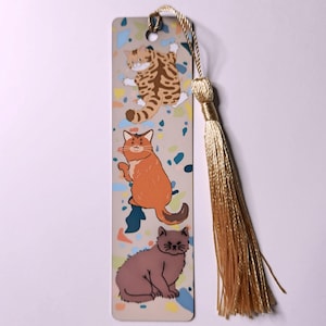 Unique funky cat bookmark cool Metal Page Marker gift for cat moms & bookworms