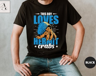 This Boy Loves hermit Crabs Shirt, Funny Beach Shirt, Summer T-shirt, Seafood Lover Shirt, Carcinologist, Summer Aesthetic Shirt, Ocean Tee