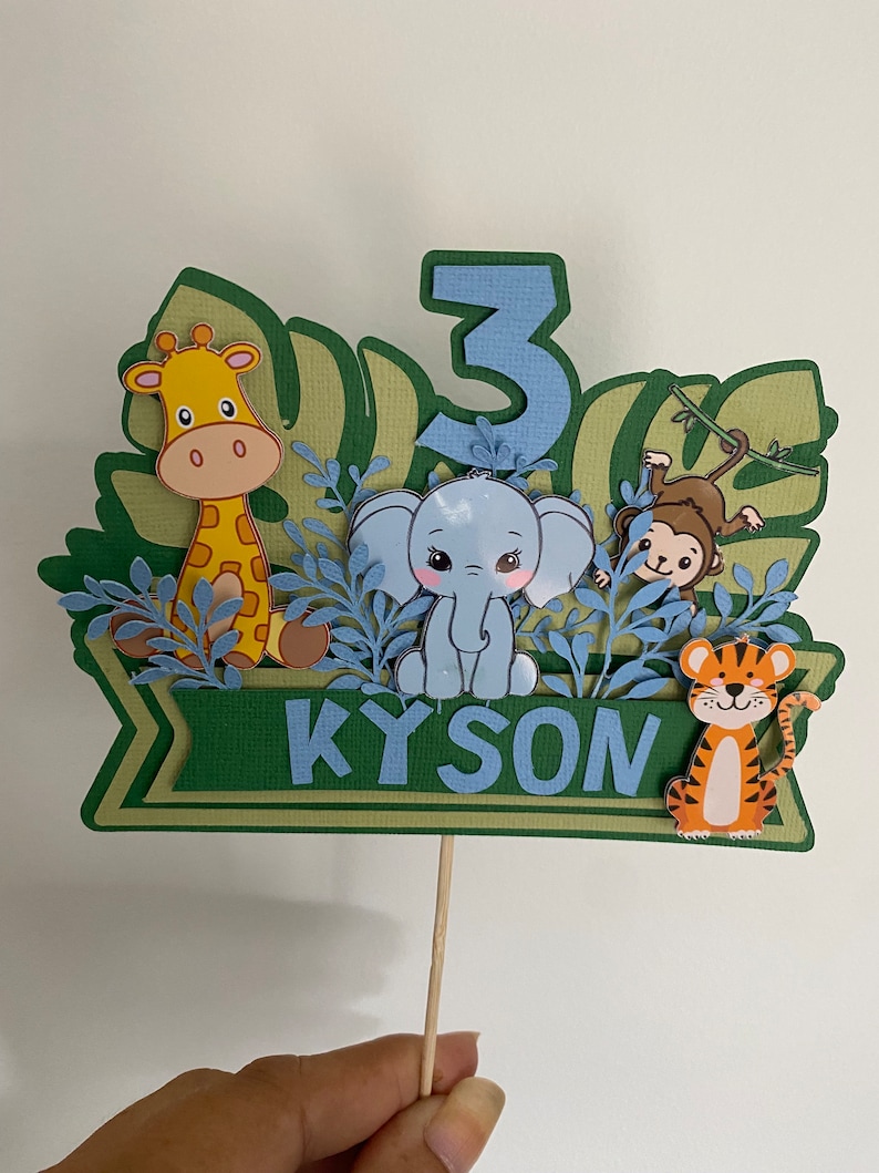 Personalised Jungle Safari Cake Topper | Custom Safari Birthday Cake ...