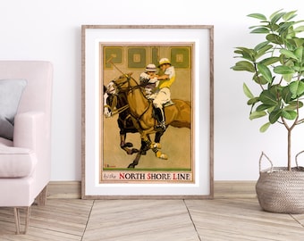 Vintage Polo Poster: Oscar Rabe Hanson Horse Art (Digital Download)