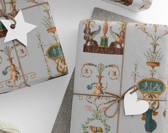 Greco-Roman Wrapping Paper: Vintage Mural Art, Wedding Decor
