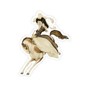Arte equestre, adesivo d'arte vintage, etichetta adesiva, etichetta regalo per amanti dei cavalli, decalcomania per cavalli