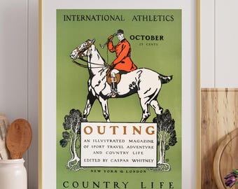 Vintage Polo Rider Print: Equestrian Outing Magazine Cover (Digital Download)