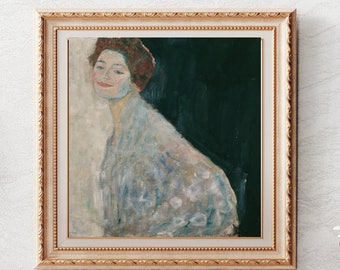 Gustav Klimt Smiling Woman Painting: Vintage Portrait Art (Digital Download)