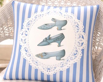 Regency  Vintage Shoe Pillow Cover, Bridgerton Fashion Style Cushion