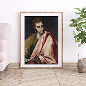 Saint John Apostle Art | Christian Gift | Religious Decor | Digital Download | El Greco Painting for Home & Sainthood Decor