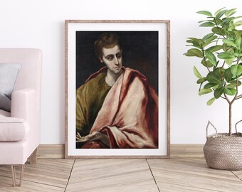 El Greco Art, Saint John the Apostle Painting (Digital Download), Male Vintage Portrait