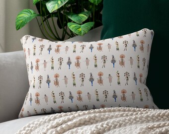 Art Deco Lumbar Pillow, Flapper Girl Cushion,  Fashion Sofa Pillow