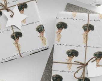 Edwardian Lady Wrapping Paper, Vintage Portrait Gift Wrap