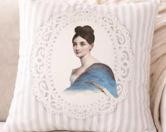 Regency Lady Portrait Pillow Cover, Regency Era Decor