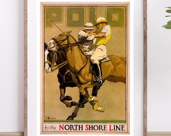 Vintage Polo Horse Equestrian Poster, Preppy Sports Art Print (Digital Download)