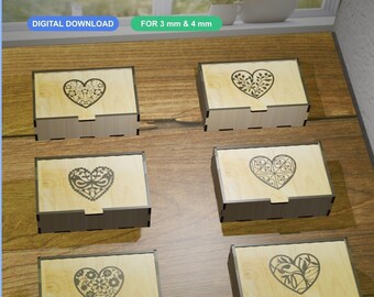 Laser Cut Love Box Collection: 6 Wood Box Designs (Digital Download)