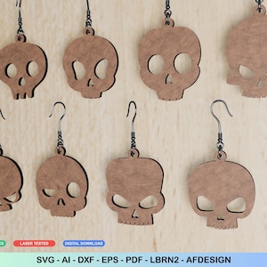 Schädel Ohrringe Laser cut Dateien 20 Styles Vorlagen lustige sarkastische svg Schneidedateien Horror Schmuck gruselige Ohrringe