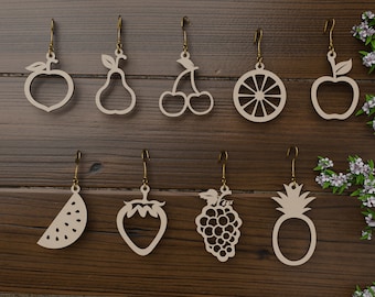 Fruit Earrings SVG Laser Cut Files: 9 Unique Designs (Digital Download)