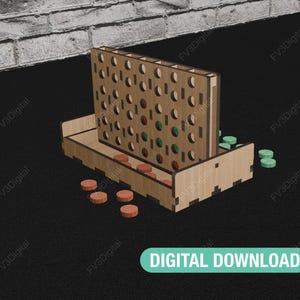 Laser geschnitten Dateien Vier in einer Reihe Brettspiel SVG Digital Download - DIY Tabletop Game Design Spaß und interaktives Projekt - Brettspielprojekt.