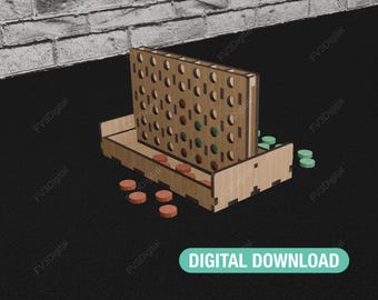Lasergesneden vier op een rij bordspel SVG – DIY tafelproject (digitale download)