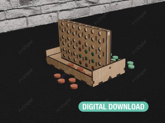 Laser Cut Four in a Row Board Game SVG – DIY Tabletop Project (Digital Download)