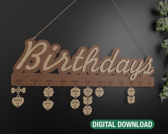 Laser Cut Family Birthday Board: DIY Digital Files (SVG, PDF)
