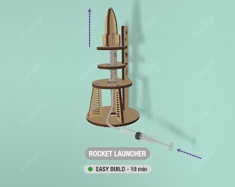 Vertical Rocket Launcher Model | STEM Wooden Toy, Laser Cut Files (Digital Download)