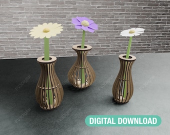 Laser Cut Vase Bundle: 3 DIY Home Decor Patterns (Digital Download)