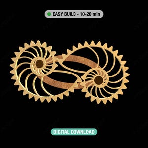 Zabawka Nautilus Spinning Wheels: pliki wycinane laserowo, układanka z mechanizmem mechanicznym (pobranie cyfrowe)