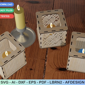 Kaarshouder lasergesneden lamp - lichthouder lantaarn svg lasergesneden bestanden digitale download. Bundel lasergesneden kandelaars.