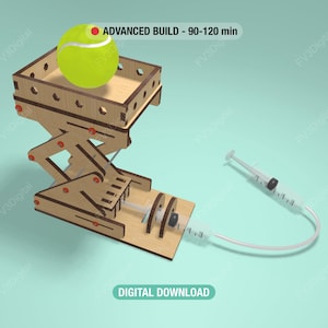 Mechanizm prasy hydraulicznej – STEM Physics Build | Pliki SVG wycinane laserowo