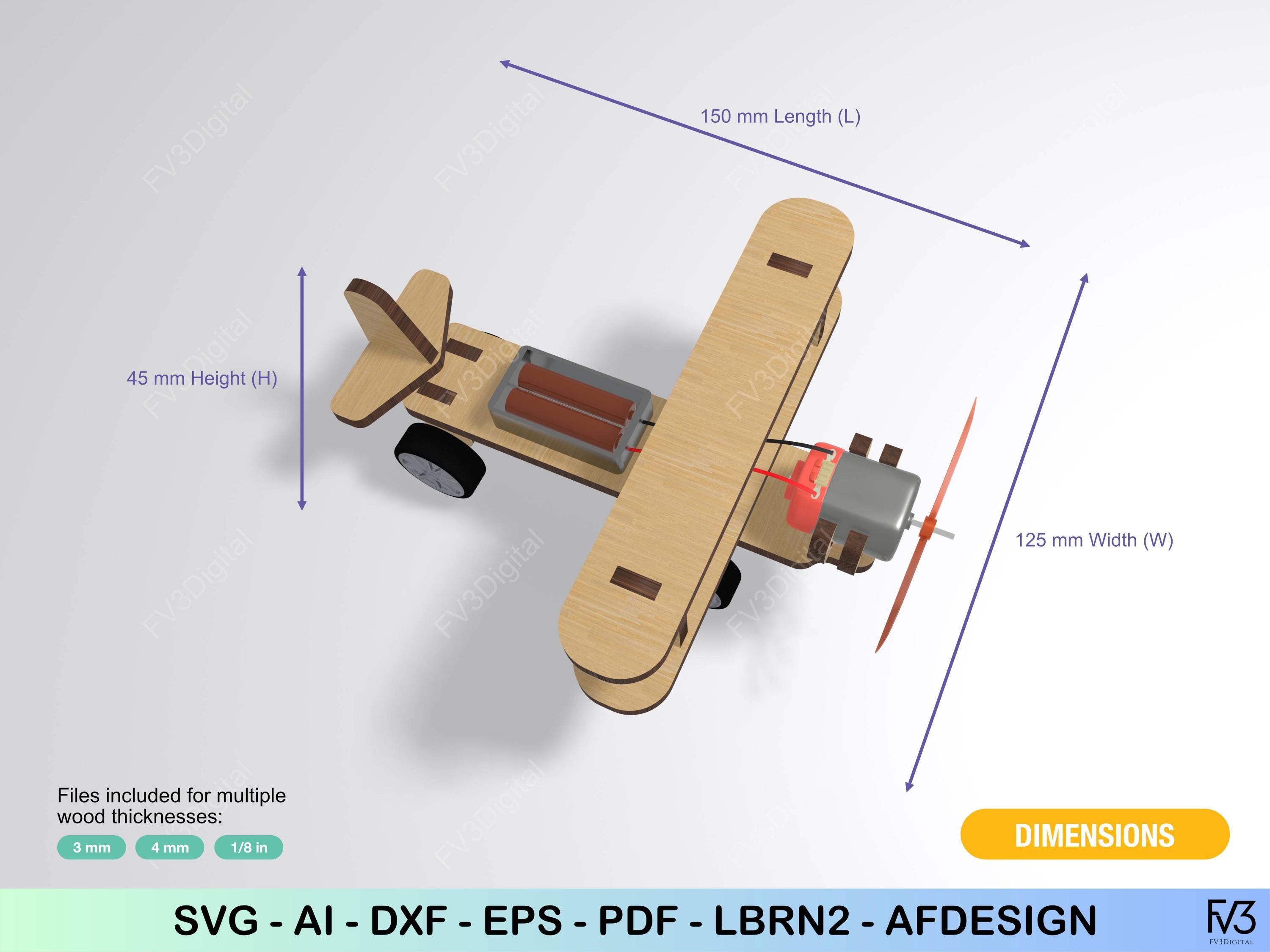 Motorized Propeller Airplane Laser Cut Files – STEM Engineering Project ...