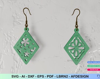 Diamond Earrings Laser Cut Files: Floral Pendants (Digital Download)