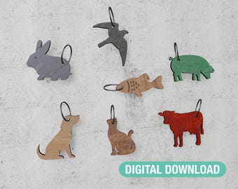 Animal Key Ring Holder Laser Cut Files: Minimalist DIY Gift (Digital Download)
