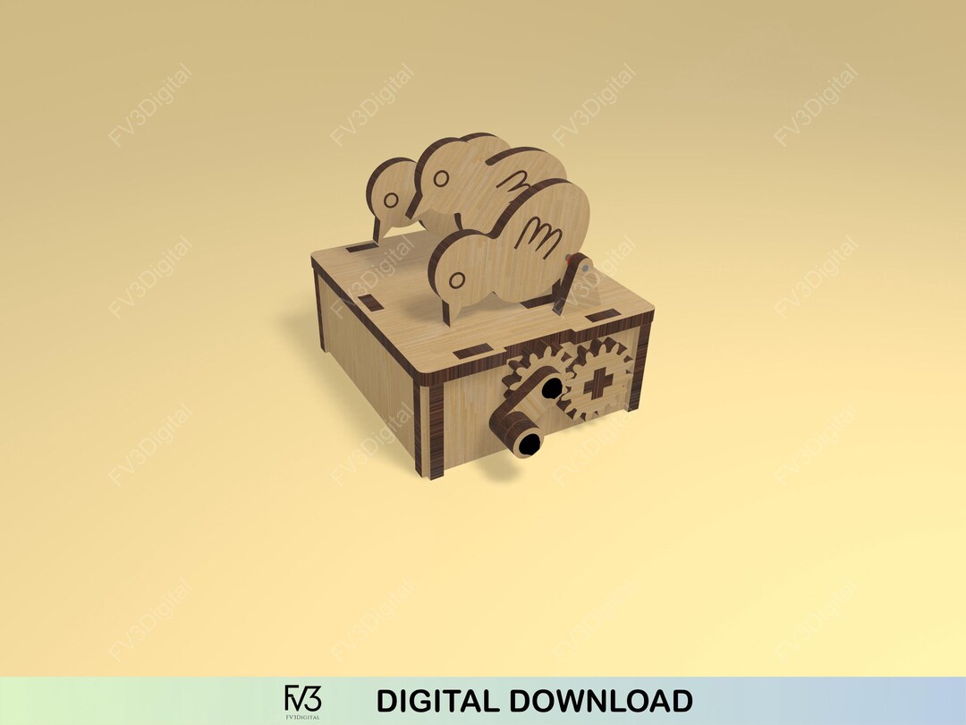 Chicken Box Automaton Laser Cut Files | Crank Cam & Gears | SVG DXF ...