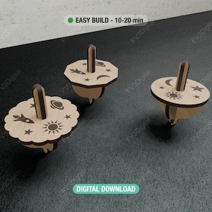 Space Spinning Top — 3 Designs (SVG/PDF) • Ready‑to‑Make Desk Toy • Instant Digital Download