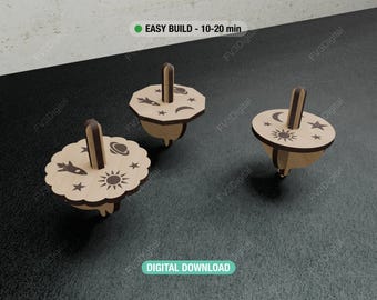 Space Spinning Top — 3 Designs (SVG/PDF) • Ready‑to‑Make Desk Toy • Instant Digital Download