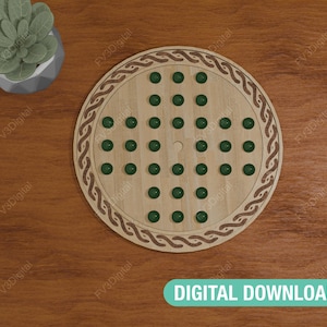 Juego de mesa de solitario con archivos cortados a láser: rompecabezas de madera para canicas estándar de 15 mm. Juego de estrategia clásico para todas las edades.