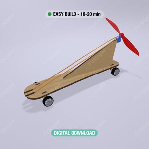 File tagliati al laser per auto a elica / Giocattolo STEM, Progetto di veicolo cinetico (download digitale)