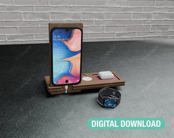 Laser Cut Docking Station Files: Phone, Smartwatch, Headset Stand (Digital Download)