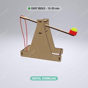 Laser Cut Katapult STEM Spielzeug: DIY Physik Projekt (Digitaler Download, 4/5 mm Holzdateien)