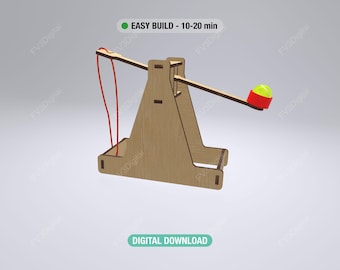 Laser Cut Catapult STEM Toy: DIY Physics Project (Digital Download, 4/5mm Wood Files)