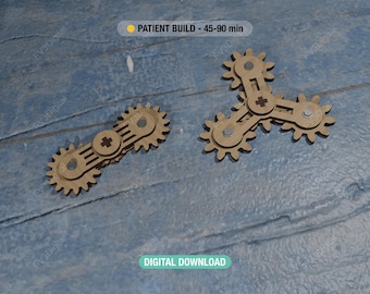 Mechanical Gear Linkage Spinner – Easy Build Kinetic Mechanism | Laser Cut SVG Files