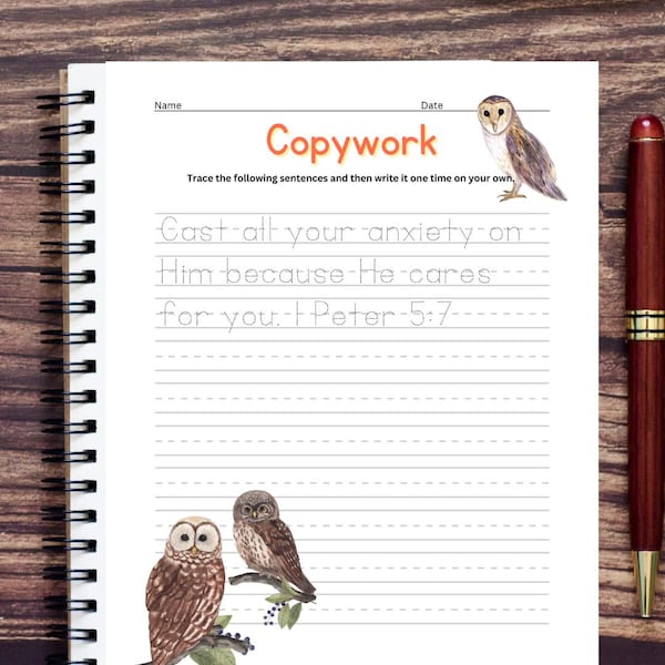 Kids Bible Verse Copywork, Courage Scripture Handwriting Practice (PDF Download)