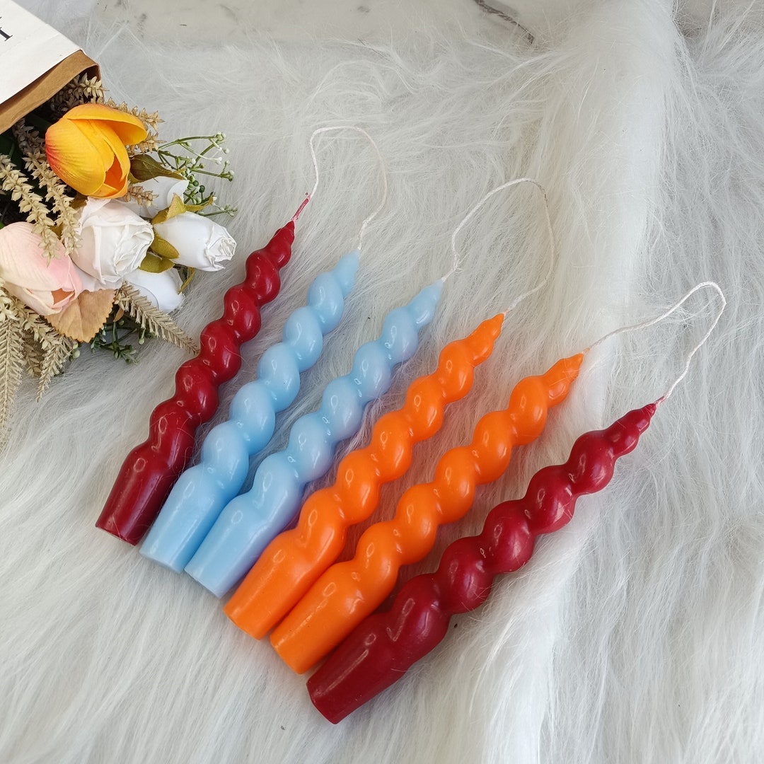 Twist Dinner Candles Taper Spiral Candles Festive Gift Etsy