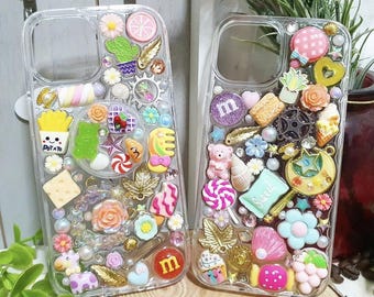 Handmade Decoden Phone Case: Resin, Gems, Clay - Custom iPhone & Samsung