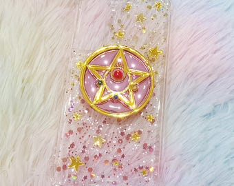 Gold Glitter Star Phone Case: Personalized Moon Design